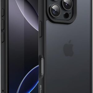 Matte Case 6.3 Inch, Shockproof Military Standard Drop Protection, Matte Translucent Back Mobile Phone Case, Anti-Fingerprint (Black)